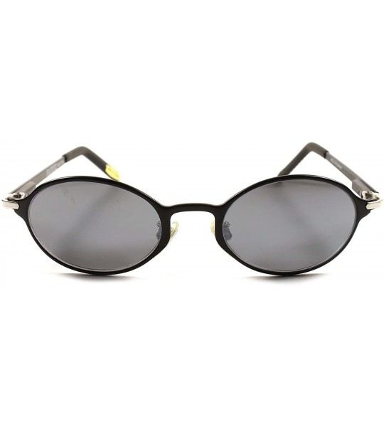 Oval Old School Classic Vintage 80's Mens Womens Cool Oval Round Frame Sunglasses - Black - CF189AMDUQC $29.51