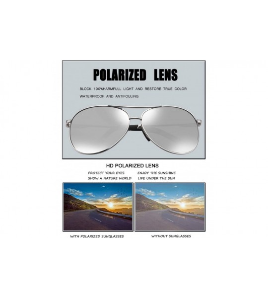 Round Polarized Aviator Sunglasses Men Metal Production - Silver - C818RYD675T $22.51