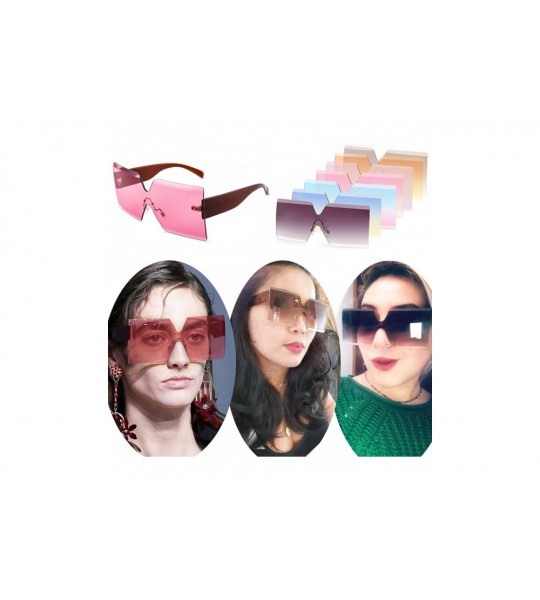 Square Oversized Square Sunglasses for Women Rimless Frame Candy Color Transparent Glasses - Grey - CW18INX9RRO $23.85