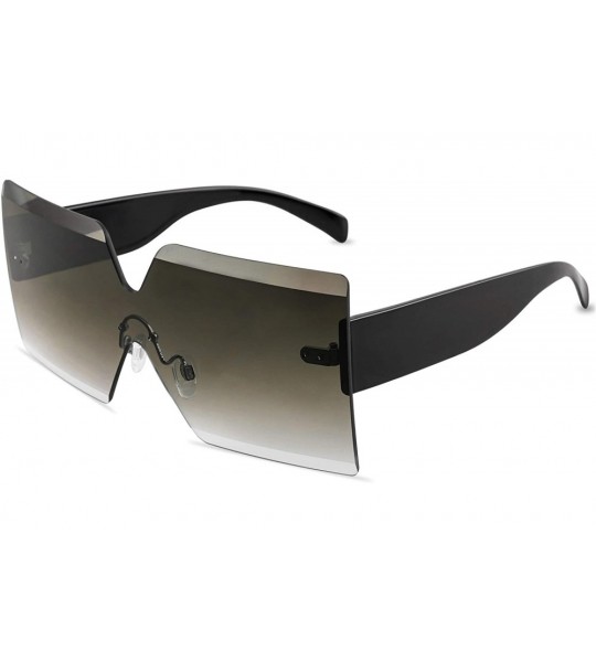 Square Oversized Square Sunglasses for Women Rimless Frame Candy Color Transparent Glasses - Grey - CW18INX9RRO $23.85