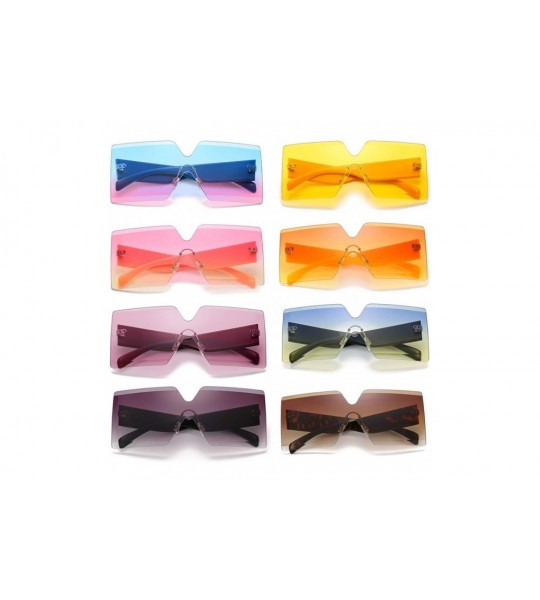 Square Oversized Square Sunglasses for Women Rimless Frame Candy Color Transparent Glasses - Grey - CW18INX9RRO $23.85