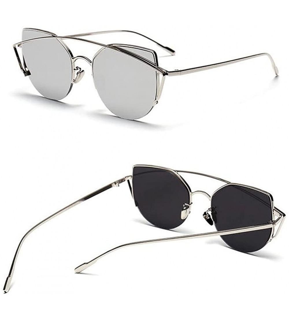 Goggle New Elegant Retro Women Eyewear Vintage Men Goggles Metal Frame UV400 Sunglasses - Silver Frame/Silver - CT12KCV0ADJ $...