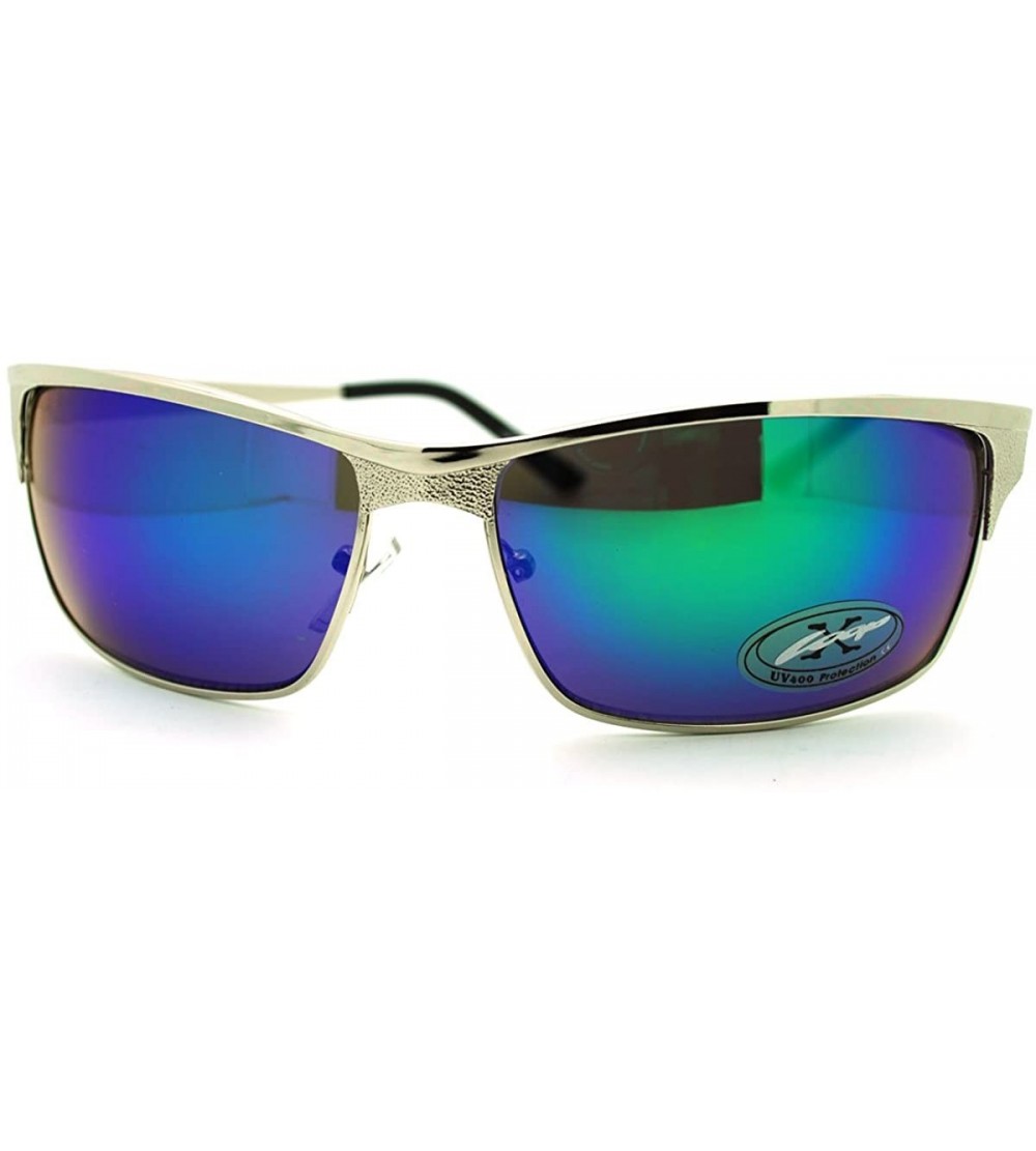Rectangular Mens Sporty Fashion Sunglasses Classic Rectangular Metal Frame - Silver - C011F782HU3 $19.90
