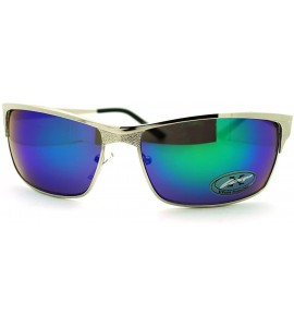 Rectangular Mens Sporty Fashion Sunglasses Classic Rectangular Metal Frame - Silver - C011F782HU3 $19.90