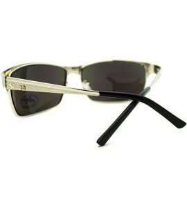 Rectangular Mens Sporty Fashion Sunglasses Classic Rectangular Metal Frame - Silver - C011F782HU3 $19.90