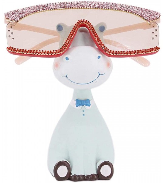 Square Oversize Shield Visor Sunglasses Flat Top Mirrored Mono Lens 170mm - Pink Rhinestone - C31979ZZLOM $34.35