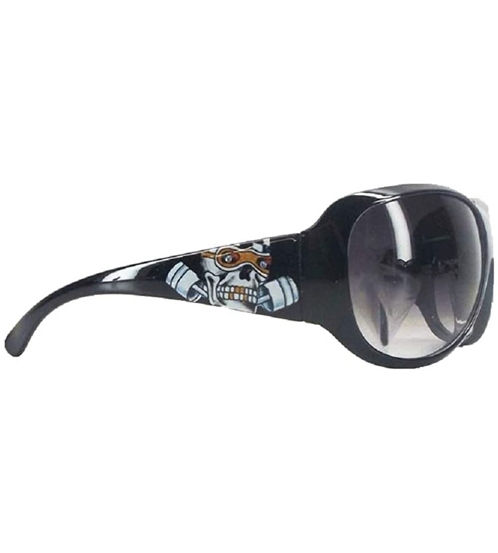 Oval Skull Skeleton Gothic Biker Sunglasses Pirate Punk Womens Shades Glasses Jp - Skull Head Black - CS195CZY484 $23.42