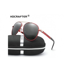 Aviator HDCRAFTERP Vintage Style Classic Adult Fashion Sunglasses Polarized UV400 protection - Red&grey - CB18EYMW08Q $35.50