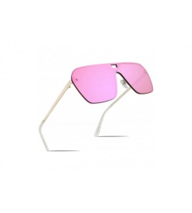 Oversized Rimless Mirrored Sunglasses Oversized One Piece Frameless Eyeglasses Men Women FW1019 - C4-pink - CG18L77XQQ3 $27.35