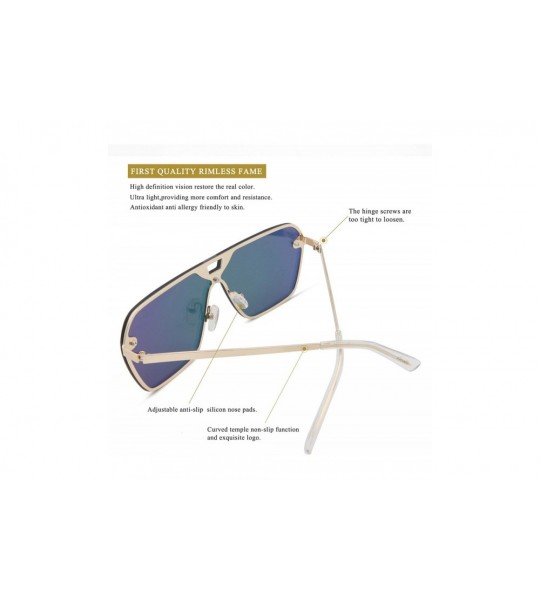 Oversized Rimless Mirrored Sunglasses Oversized One Piece Frameless Eyeglasses Men Women FW1019 - C4-pink - CG18L77XQQ3 $27.35