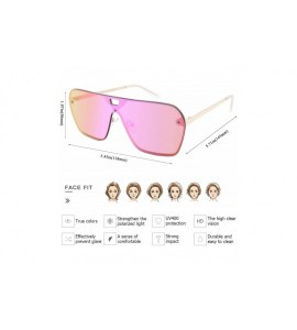 Oversized Rimless Mirrored Sunglasses Oversized One Piece Frameless Eyeglasses Men Women FW1019 - C4-pink - CG18L77XQQ3 $27.35