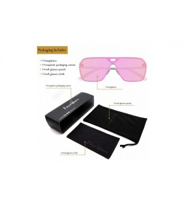 Oversized Rimless Mirrored Sunglasses Oversized One Piece Frameless Eyeglasses Men Women FW1019 - C4-pink - CG18L77XQQ3 $27.35