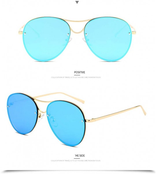 Oversized Oversized Sunglasses for Women UV400 Outdoor Sun Protection Mirroed Glasses-- Blue - CJ18QRS5XN0 $25.84