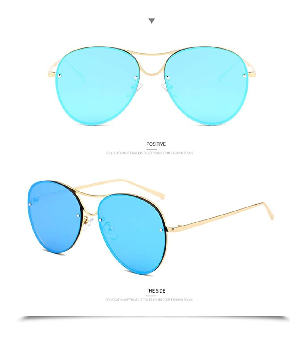 Oversized Oversized Sunglasses for Women UV400 Outdoor Sun Protection Mirroed Glasses-- Blue - CJ18QRS5XN0 $25.84