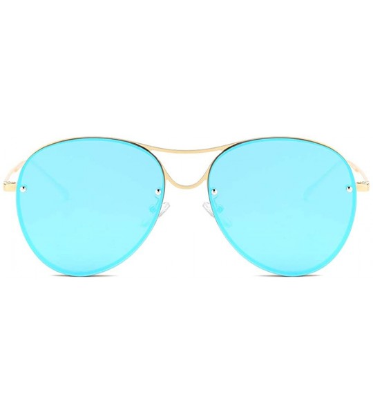 Oversized Oversized Sunglasses for Women UV400 Outdoor Sun Protection Mirroed Glasses-- Blue - CJ18QRS5XN0 $25.84