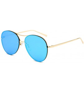 Oversized Oversized Sunglasses for Women UV400 Outdoor Sun Protection Mirroed Glasses-- Blue - CJ18QRS5XN0 $25.84