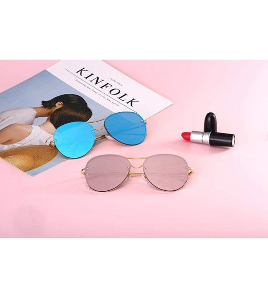 Oversized Oversized Sunglasses for Women UV400 Outdoor Sun Protection Mirroed Glasses-- Blue - CJ18QRS5XN0 $25.84