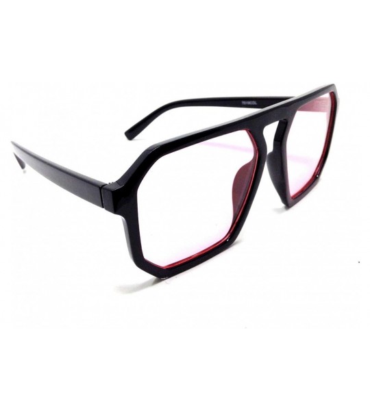 Oversized Oversized Square Flat Top Geometric Sunglasses - Glossy Black Frame - C918LSRC06O $18.11