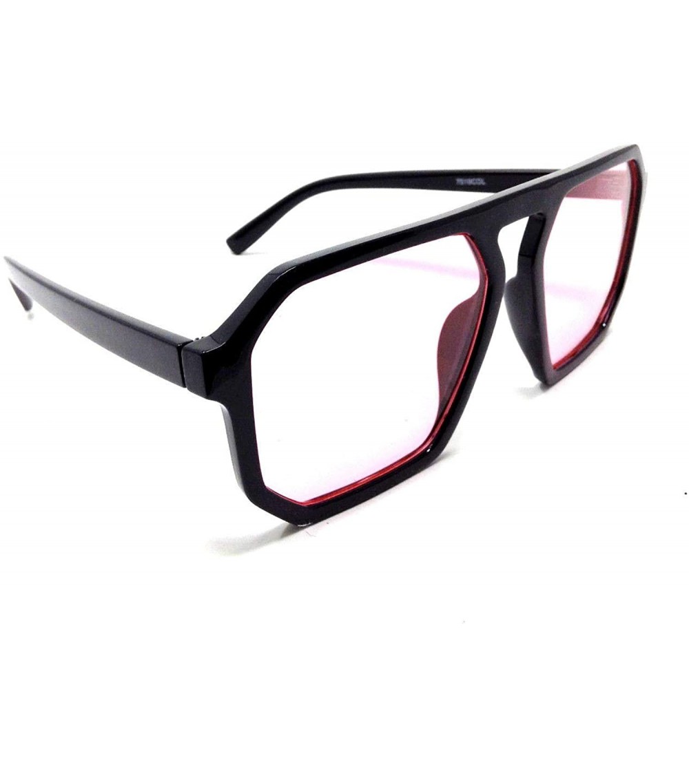 Oversized Oversized Square Flat Top Geometric Sunglasses - Glossy Black Frame - C918LSRC06O $18.11