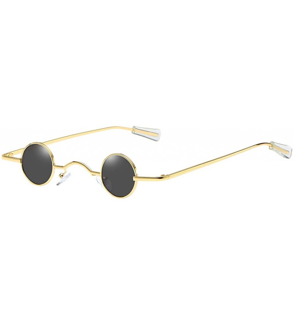Round Classic Small Round Sunglasses Hip Hop Design Style Sunglasses Resin Lens Vintage Sunglasses - Unisex - Gold - CJ199Y22...