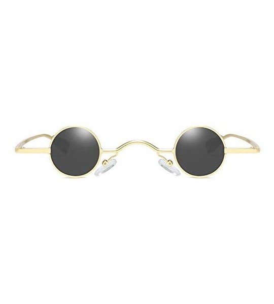 Round Classic Small Round Sunglasses Hip Hop Design Style Sunglasses Resin Lens Vintage Sunglasses - Unisex - Gold - CJ199Y22...