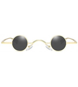 Round Classic Small Round Sunglasses Hip Hop Design Style Sunglasses Resin Lens Vintage Sunglasses - Unisex - Gold - CJ199Y22...