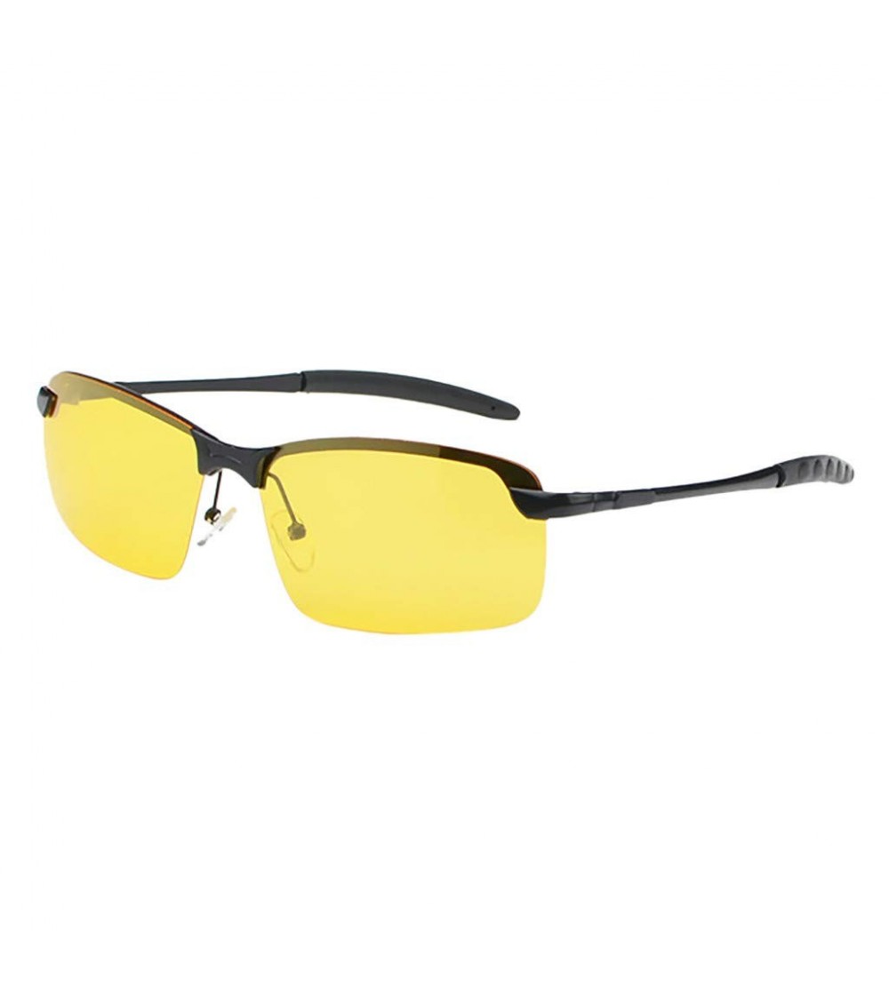 Goggle Driving Rectangle Sunglasses Polarized - Black - CB18OYTSNHW $19.43