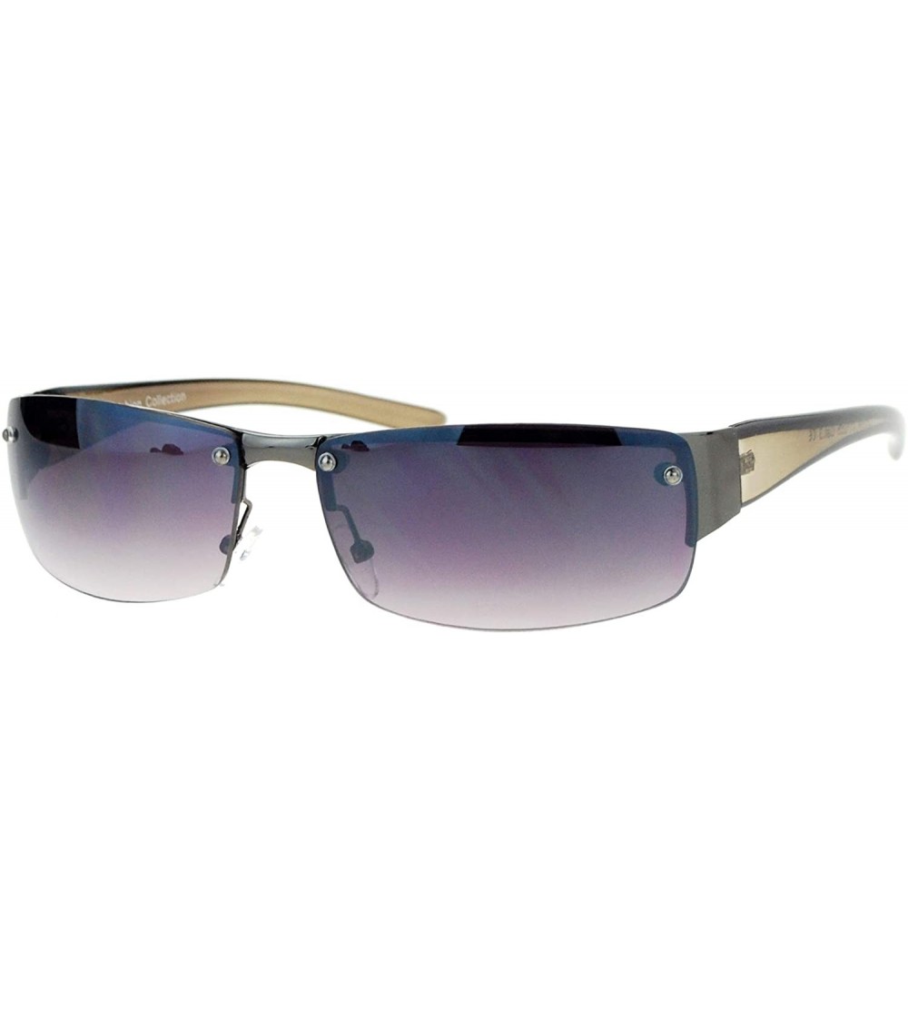 Rectangular Half Rim Rimless Style Rectangular Sunglasses Unisex Classic Fashion UV 400 - Gunmetal Slate (Smoke) - CE18WT4GCR...
