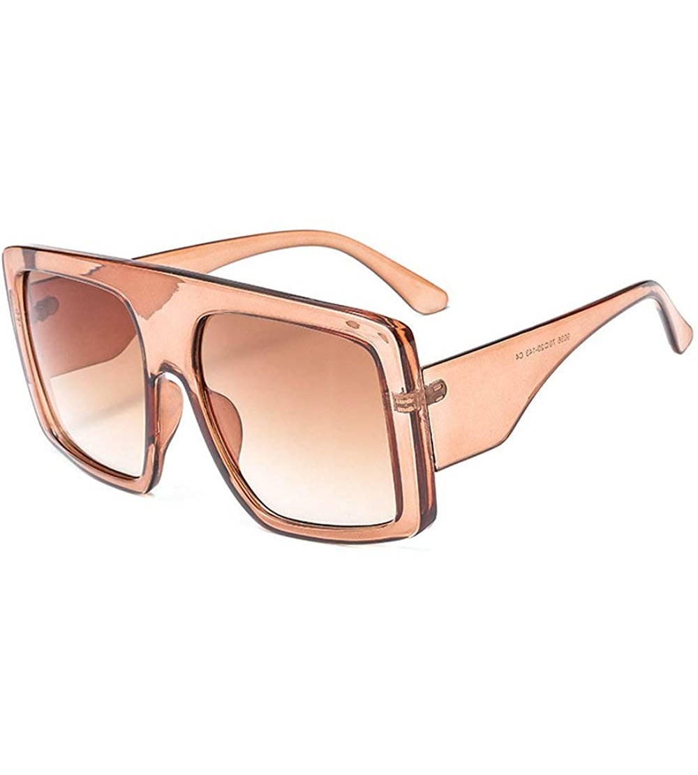 Rectangular New 2019 Oversized Sunglasses Women Brand Gradient Large Frame Shades Vintage Sun Glasses - Brown - C018NIMKL78 $...