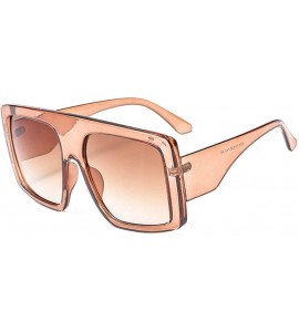 Rectangular New 2019 Oversized Sunglasses Women Brand Gradient Large Frame Shades Vintage Sun Glasses - Brown - C018NIMKL78 $...