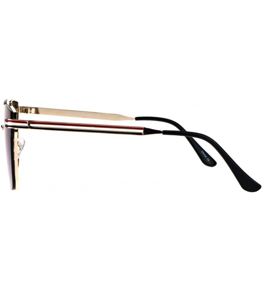 Rimless Color Mirrored Rimless Metal Horn Rim Flat Lens Sunglasses - Gold Blue - CM1824UYEDX $26.84