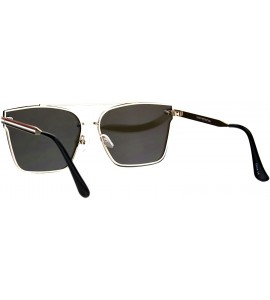 Rimless Color Mirrored Rimless Metal Horn Rim Flat Lens Sunglasses - Gold Blue - CM1824UYEDX $26.84