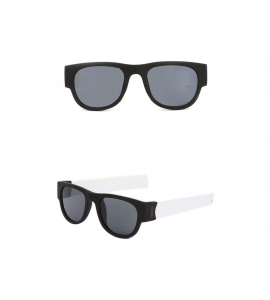 Square Folding Sunglasses - Multi-Colored Fashion Sunglasses Arm Sunglasses - Black Frame White Polarizer + Glasses Bag - CZ1...