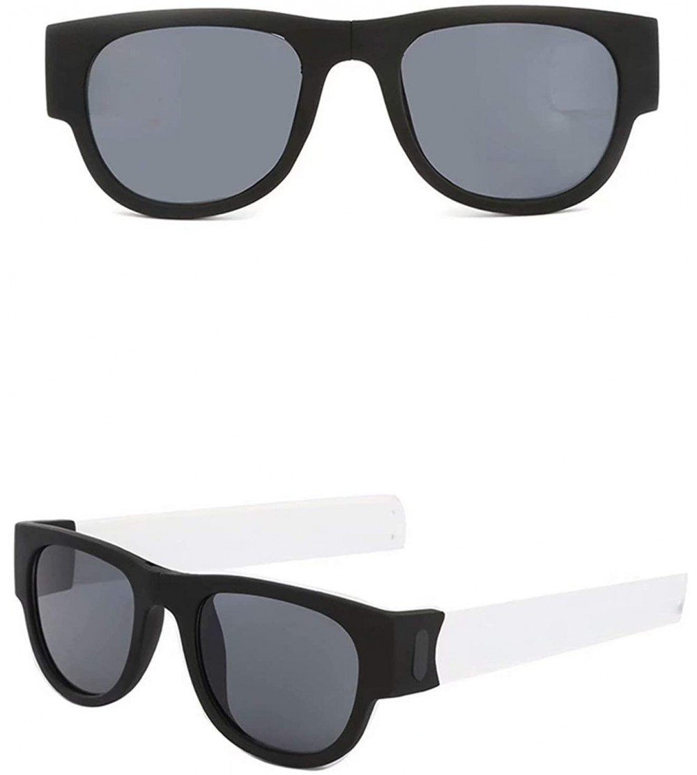 Square Folding Sunglasses - Multi-Colored Fashion Sunglasses Arm Sunglasses - Black Frame White Polarizer + Glasses Bag - CZ1...