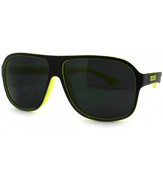 Aviator KUSH Sporty Sunglasses Square Racer Aviator 2-tone Shades - Black Yellow - CP11RHCNZFN $19.10