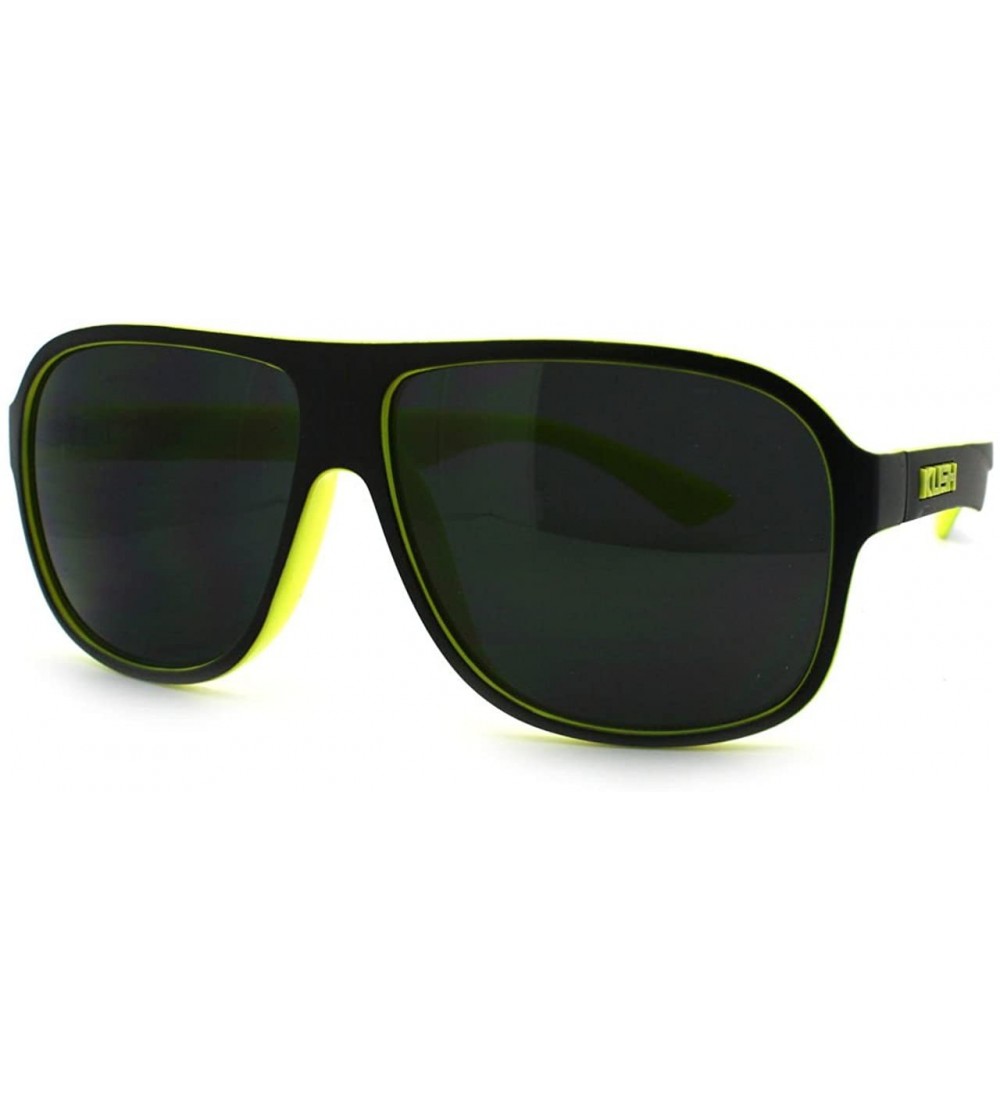 Aviator KUSH Sporty Sunglasses Square Racer Aviator 2-tone Shades - Black Yellow - CP11RHCNZFN $19.10