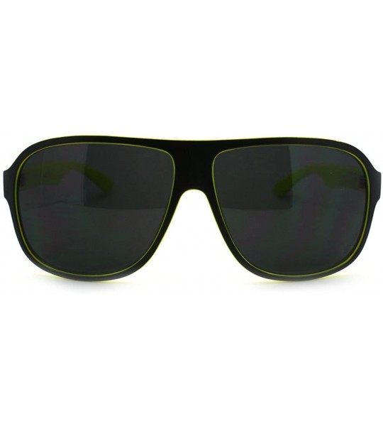 Aviator KUSH Sporty Sunglasses Square Racer Aviator 2-tone Shades - Black Yellow - CP11RHCNZFN $19.10