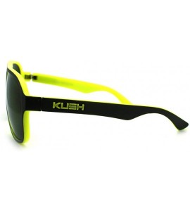 Aviator KUSH Sporty Sunglasses Square Racer Aviator 2-tone Shades - Black Yellow - CP11RHCNZFN $19.10