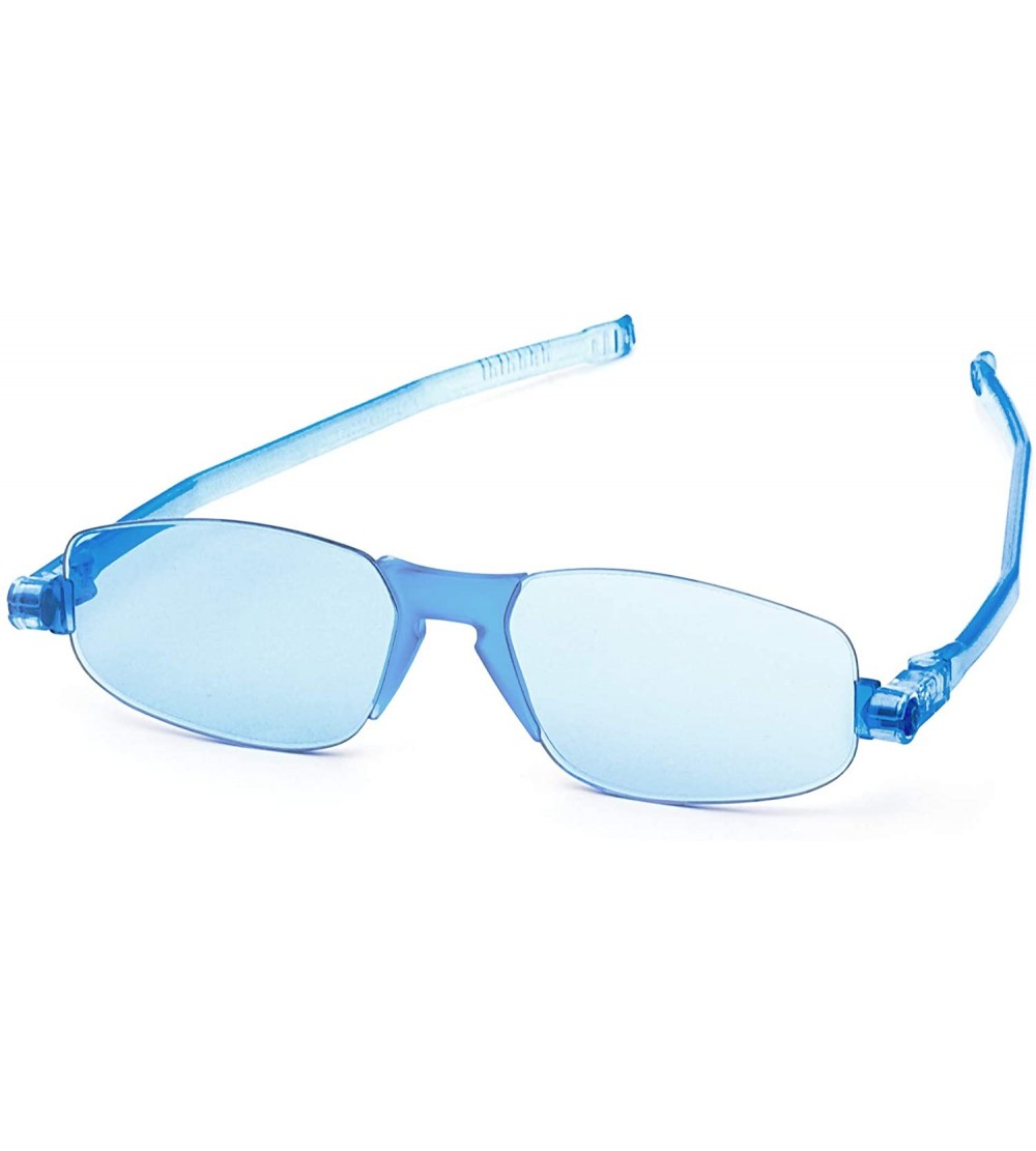 Oval Solemio Kiss- Wild Colorful Flat Folding Sunglasses - Angel Blue - CI188W20U6I $43.07