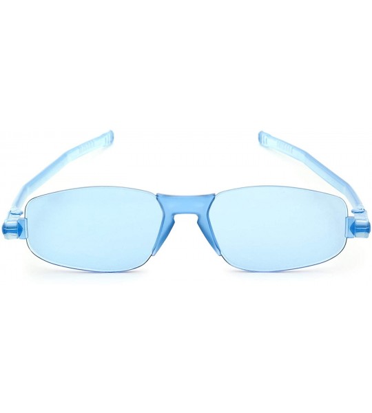 Oval Solemio Kiss- Wild Colorful Flat Folding Sunglasses - Angel Blue - CI188W20U6I $43.07