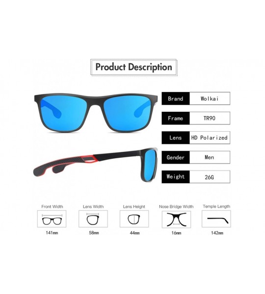 Round Polarized Sports Sunglasses for Men UV Protection Driving Fishing Fashion Sunglasses - Blue Lens - CA1948H9NKO $29.25