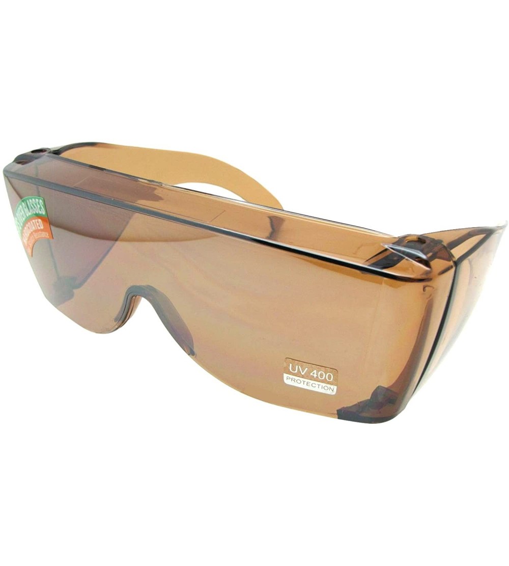 Wrap Largest Fit Over Sunglasses Worn Over Glasses F30 - Amber Non Polarized Lens - CE18C3OQ9D9 $29.72