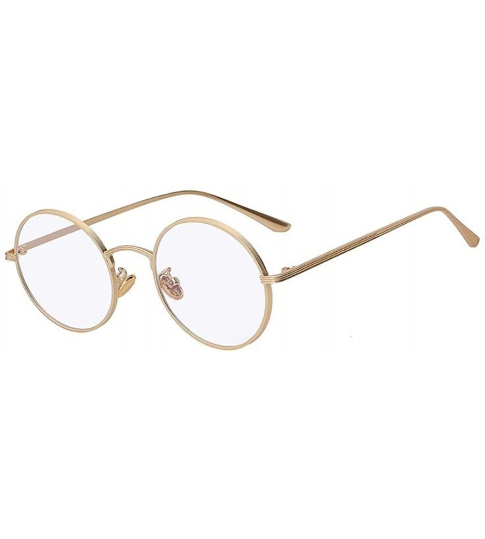 Round Unisex Men UV400 Round Retro Vintage Sunglasses Women Fashion Glasses Eyeglasses - Gold F Clear - CI18C8OIG2H $18.14