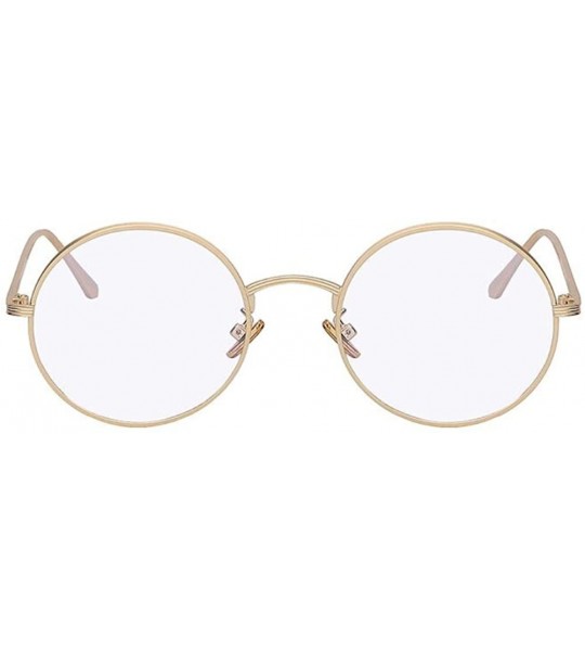 Round Unisex Men UV400 Round Retro Vintage Sunglasses Women Fashion Glasses Eyeglasses - Gold F Clear - CI18C8OIG2H $18.14