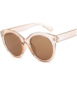 Goggle New Vintage Pink Cat Eye Sunglasses Women Fashion Er Mirror Cateye Round Sun Glasses Female Shades UV400 - Brown - CE1...