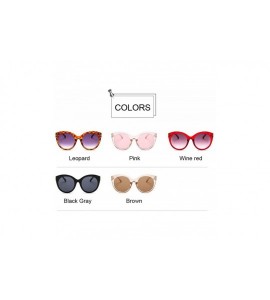 Goggle New Vintage Pink Cat Eye Sunglasses Women Fashion Er Mirror Cateye Round Sun Glasses Female Shades UV400 - Brown - CE1...