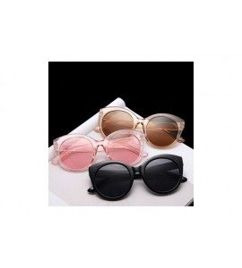 Goggle New Vintage Pink Cat Eye Sunglasses Women Fashion Er Mirror Cateye Round Sun Glasses Female Shades UV400 - Brown - CE1...