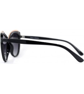 Oversized Womens Metal Brow Trim Designer Fashion Cat Eye Sunglasses - Black Smoke - CT18UDMY670 $23.14