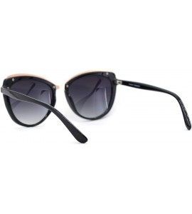 Oversized Womens Metal Brow Trim Designer Fashion Cat Eye Sunglasses - Black Smoke - CT18UDMY670 $23.14