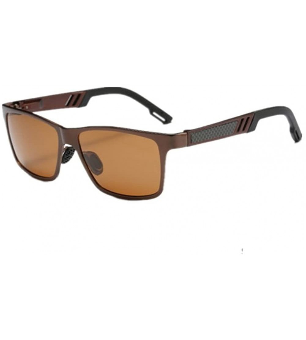 Sport Men Square UV400 Polarized Sunglasses Fashion Sport Driving Glasses - Brown - C4182E4Z2UI $20.26